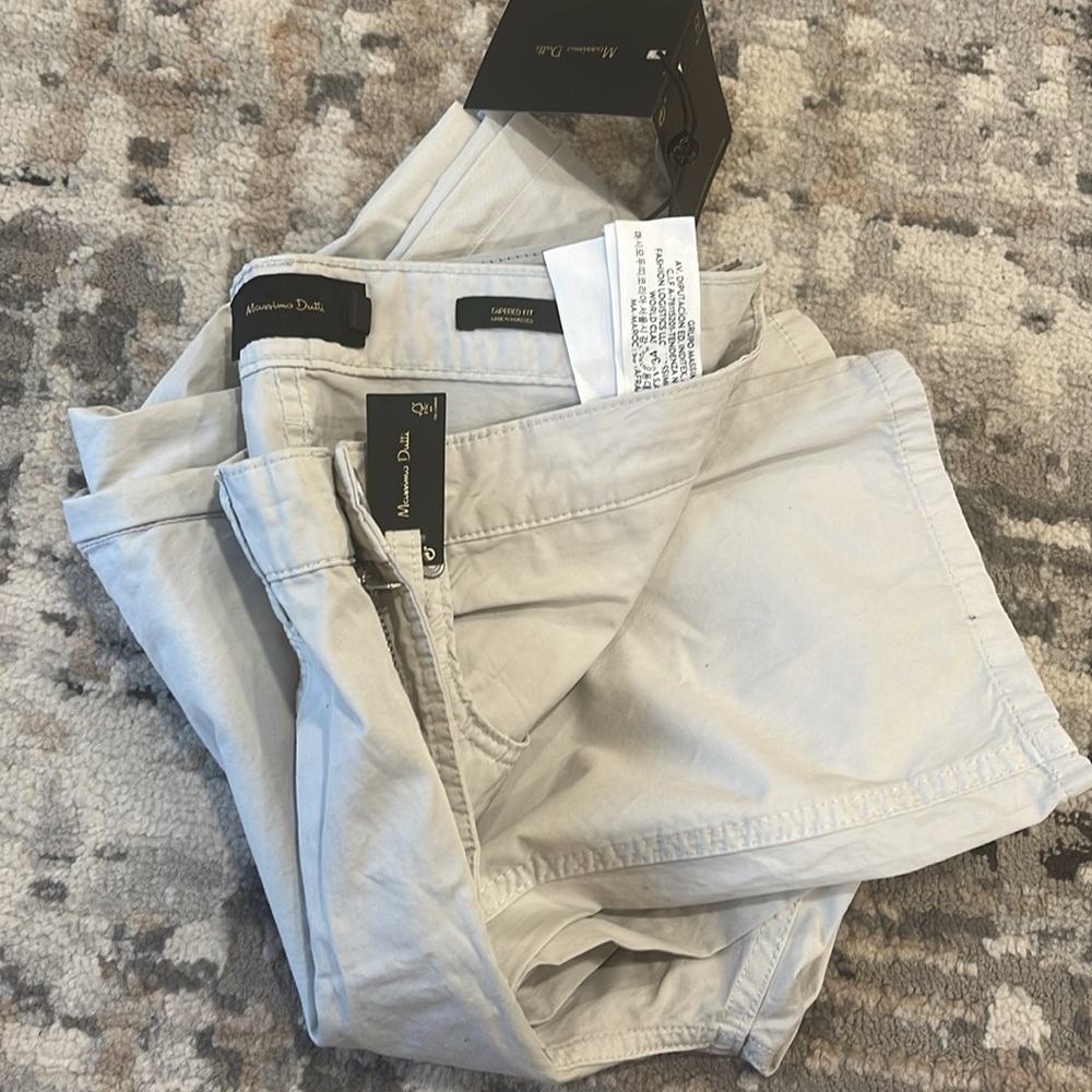 Massimo Dutti TAPERED FIT %100 Algodon Cotton TROUSERS Size 30 light gray - Picture 7 of 7